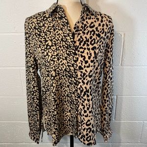 Honey Punch Leopard Print Long Sleeve High Low Top